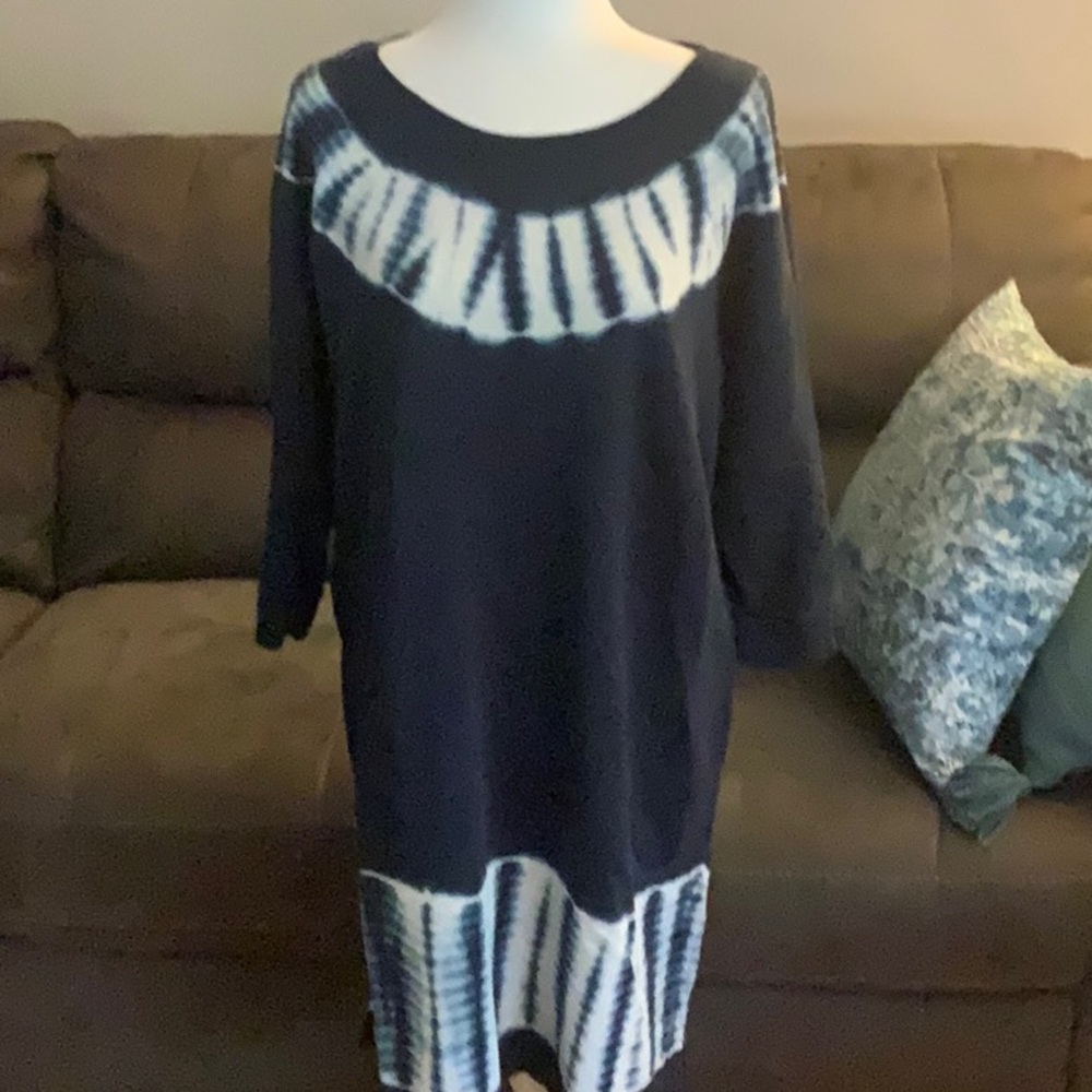 Pure Jill Navy and White Women's knit Dress